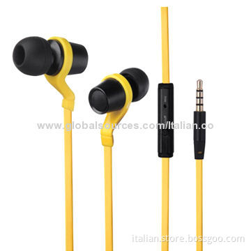 Classical Black Super Bass Flat Cable Mobile Phone Earphones with Microphone, CE/RoHS MarkNew